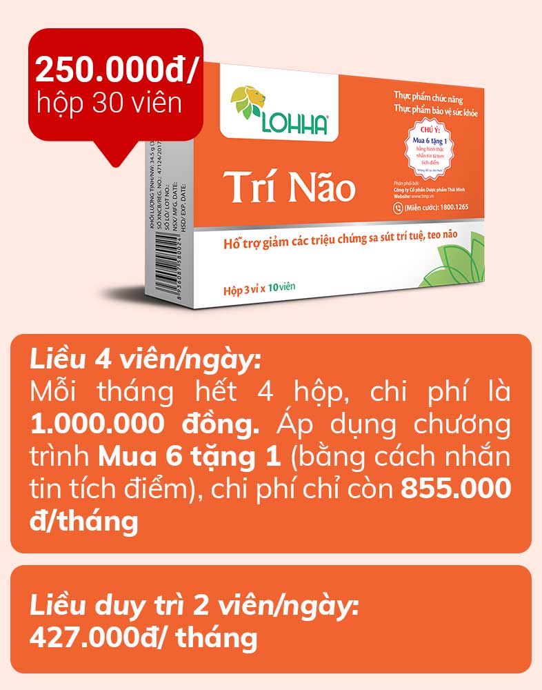 Chi phí sử dụng và liệu trình khuyên dùng Lohha Trí Não 1