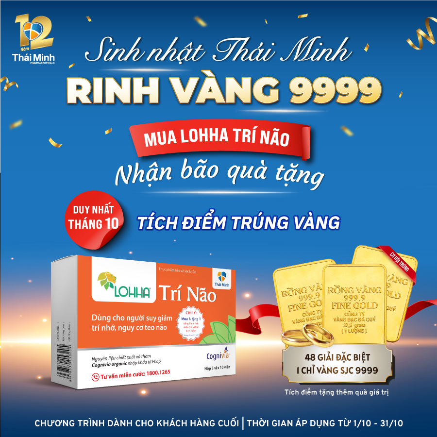 Sinh nhật Thái Minh - Rinh vàng 9999 và nhận bão quà tặng khi mua Lohha Trí Não